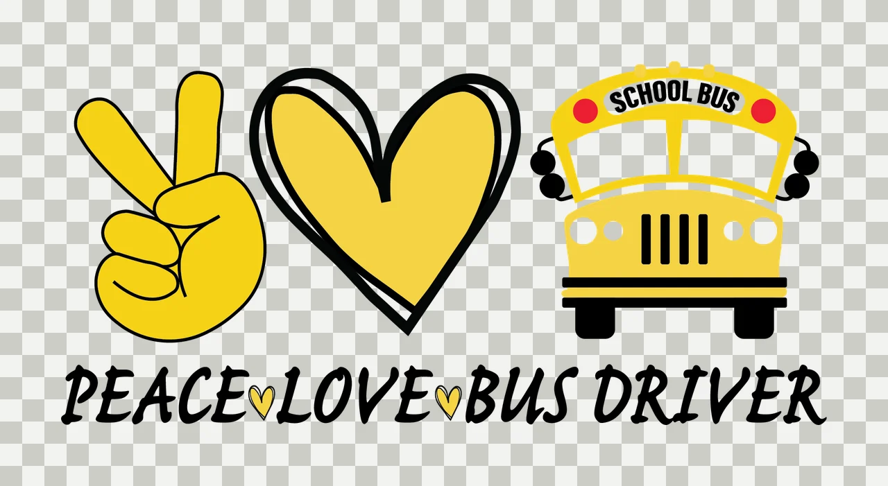 School Bus Peace Typography Emblem symbolizing sign heart graphic icon transparency and detail preview thumbnail