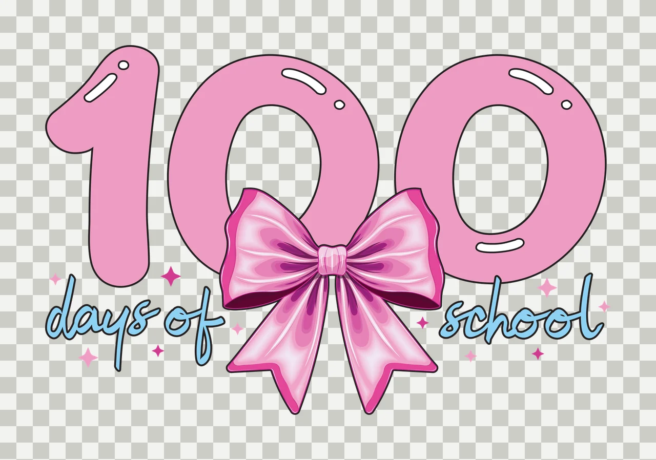Bow 100 Days Of School Black Number One hundred stars white transparency and detail preview thumbnail