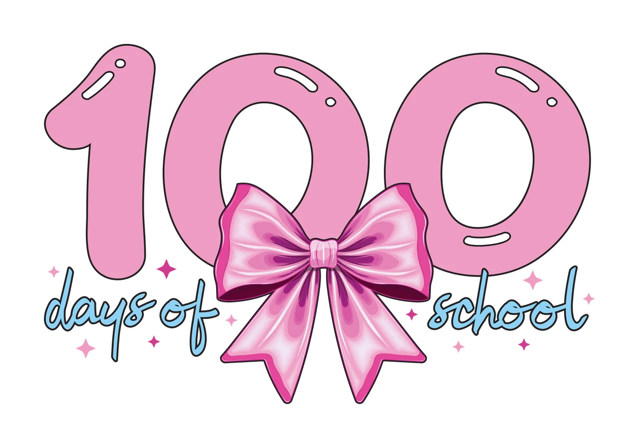 Bow 100 Days Of School Black Number One hundred stars white