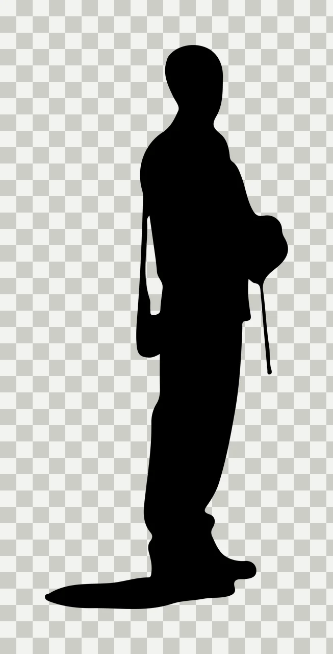 Black Silhouette Of A Standing Figure Holding object white transparency and detail preview thumbnail