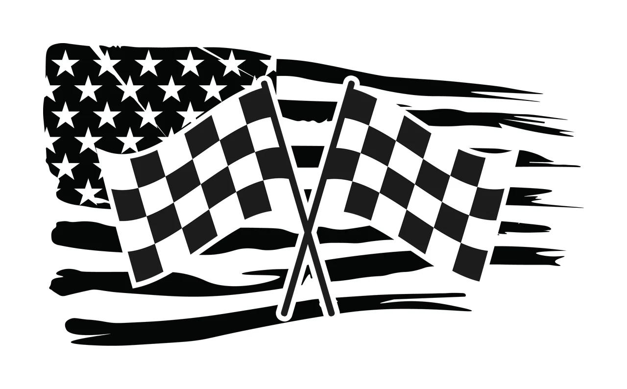 Flag Two Crossed Flags Over A Horizontal Distressed stars stripes