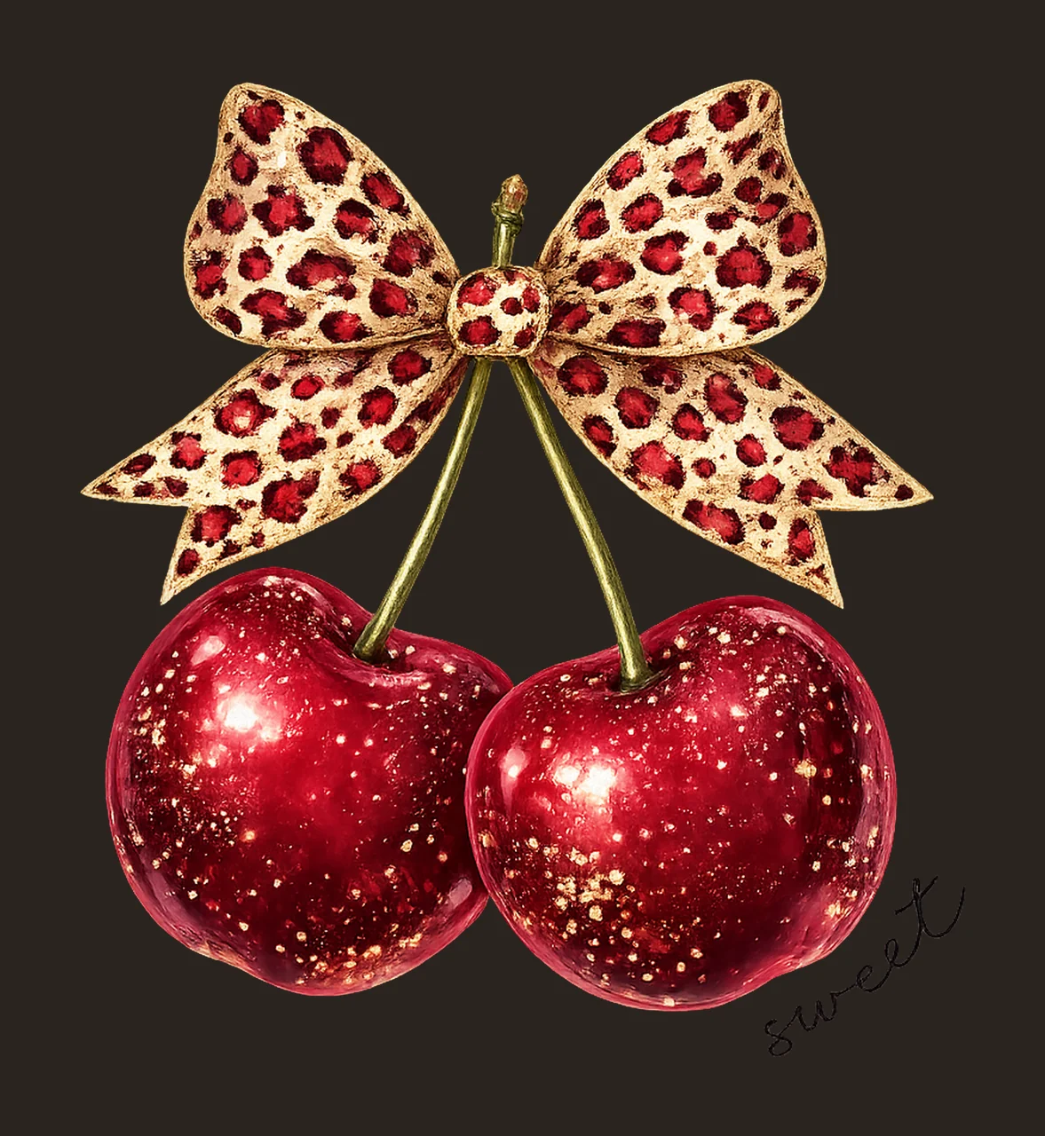 Leopard Bow Cherry Coquette Design Sublimation Art Cute contrast preview thumbnail