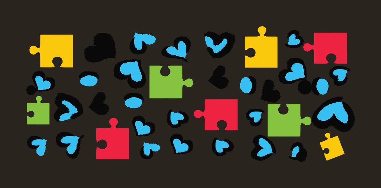 Can Glass Wrap Scattered Puzzle Pieces And Heart piece black contrast preview thumbnail