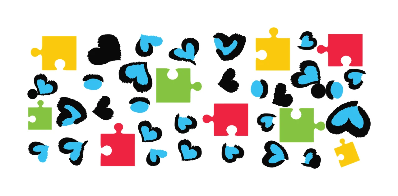 Can Glass Wrap Scattered Puzzle Pieces And Heart piece black