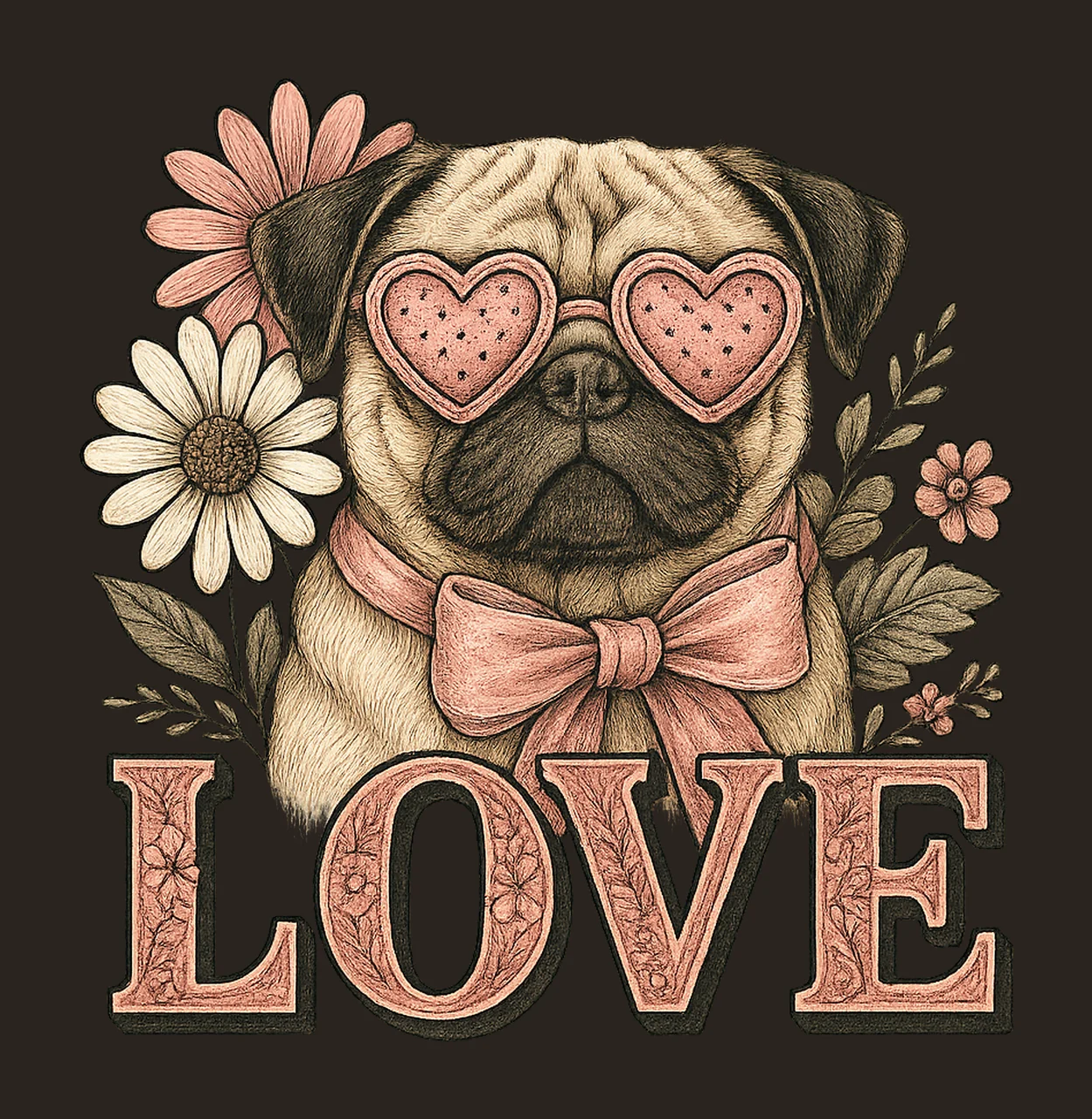 Love Always Pug Design Valentine Dog Mom Sublimation Cute contrast preview thumbnail