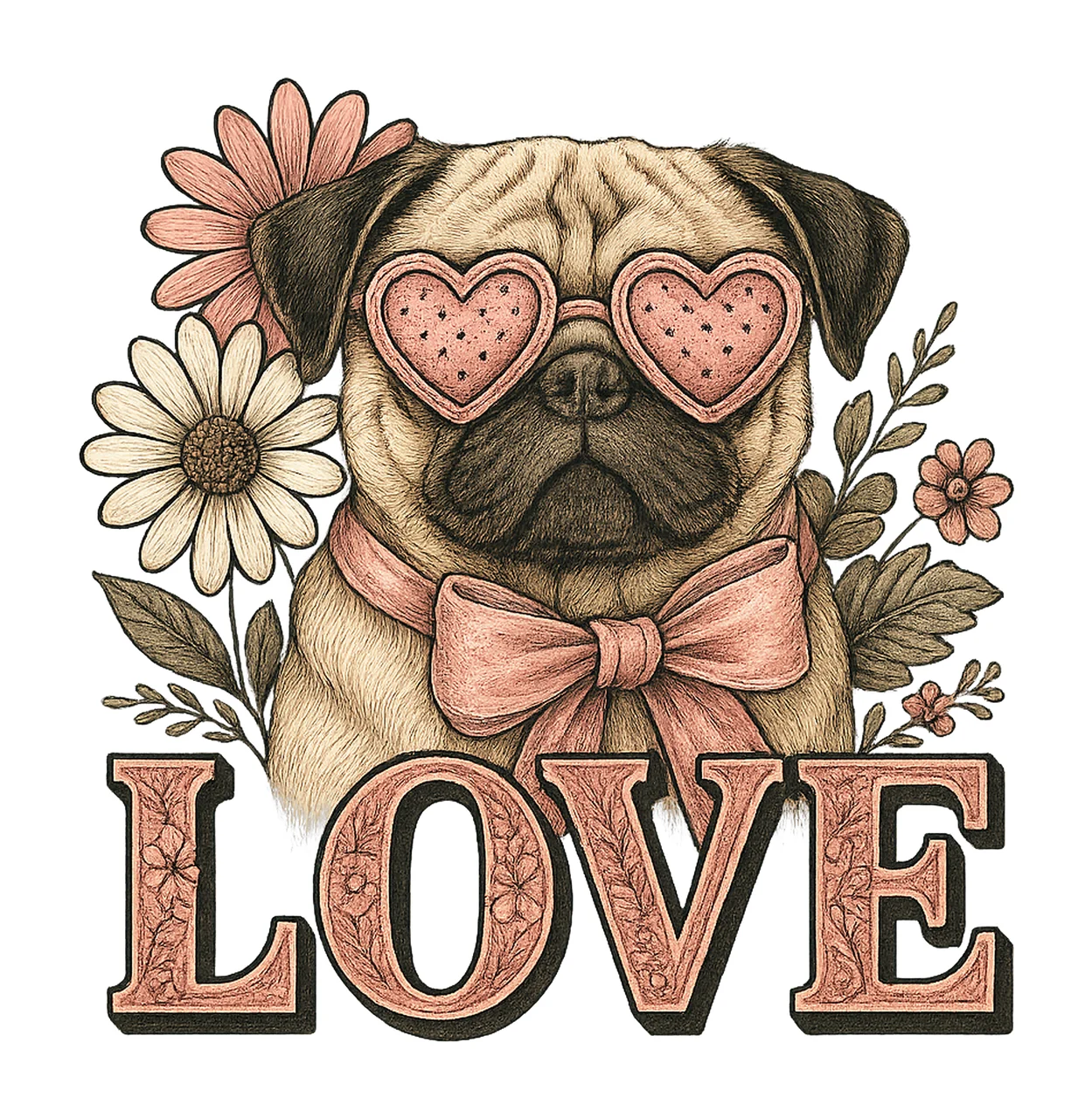 Love Always Pug Design Valentine Dog Mom Sublimation Cute