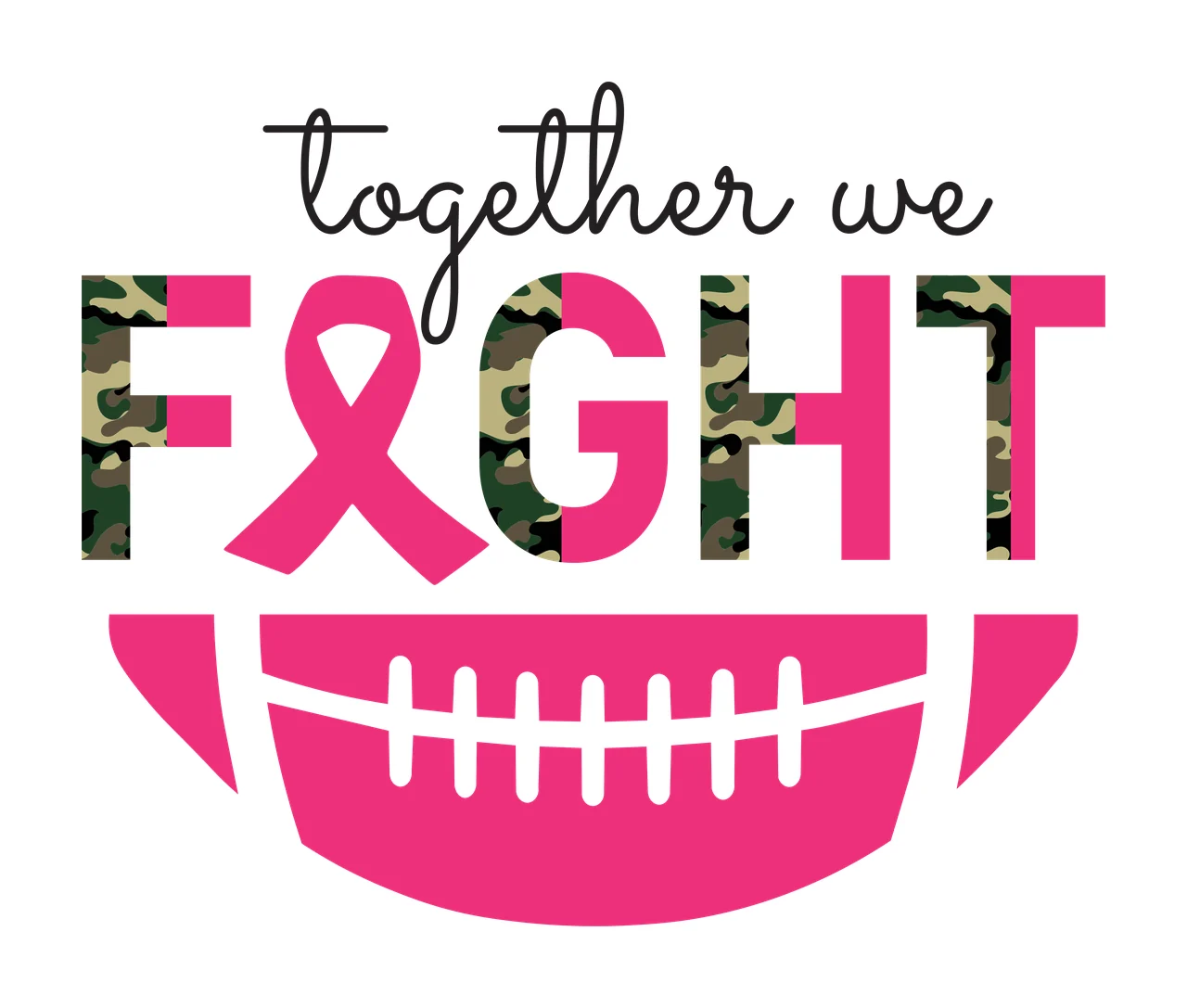 Football Together We Fight Ribbon Emblem typography graphic