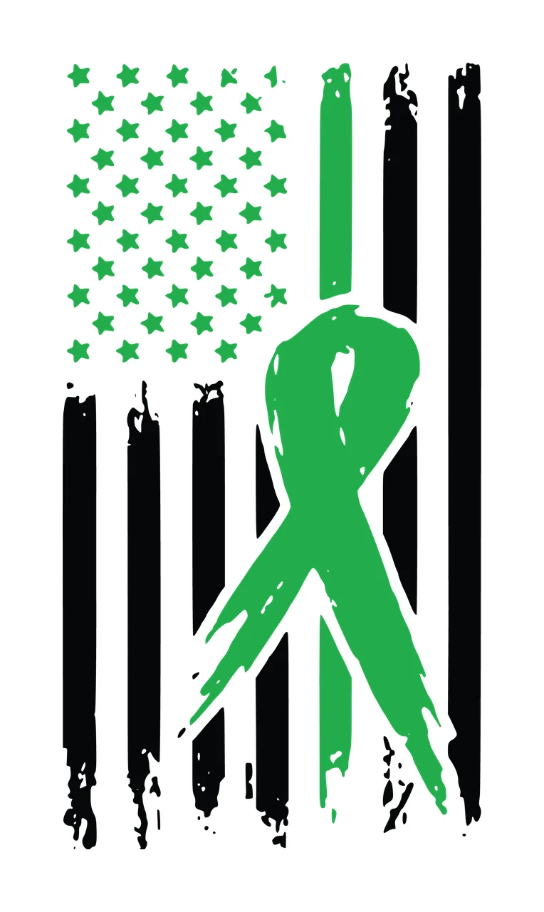 Awareness Distressed American Flag Ribbon Graphic overlaid
