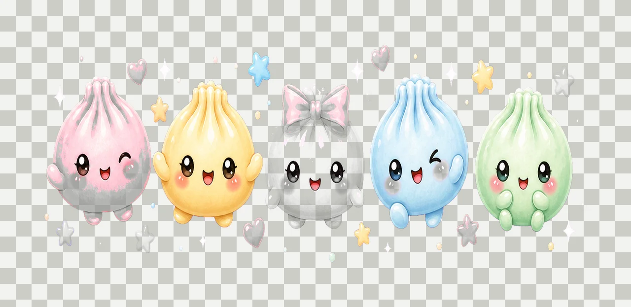 Kawaii Dumpling Cute Pastel Anime Food Variation C transparency and detail preview thumbnail