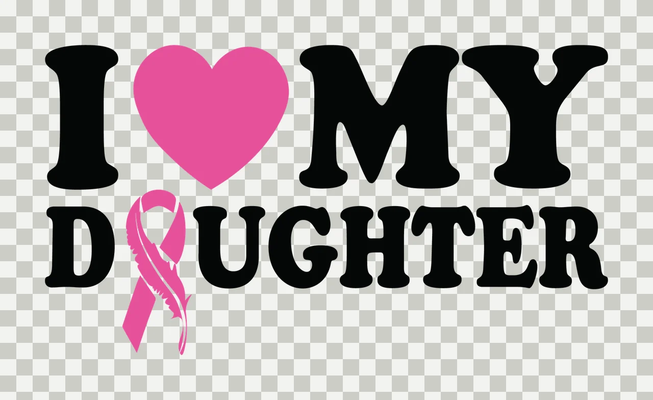 I Heart I Love My Daughter And Awareness ribbon typography transparency and detail preview thumbnail