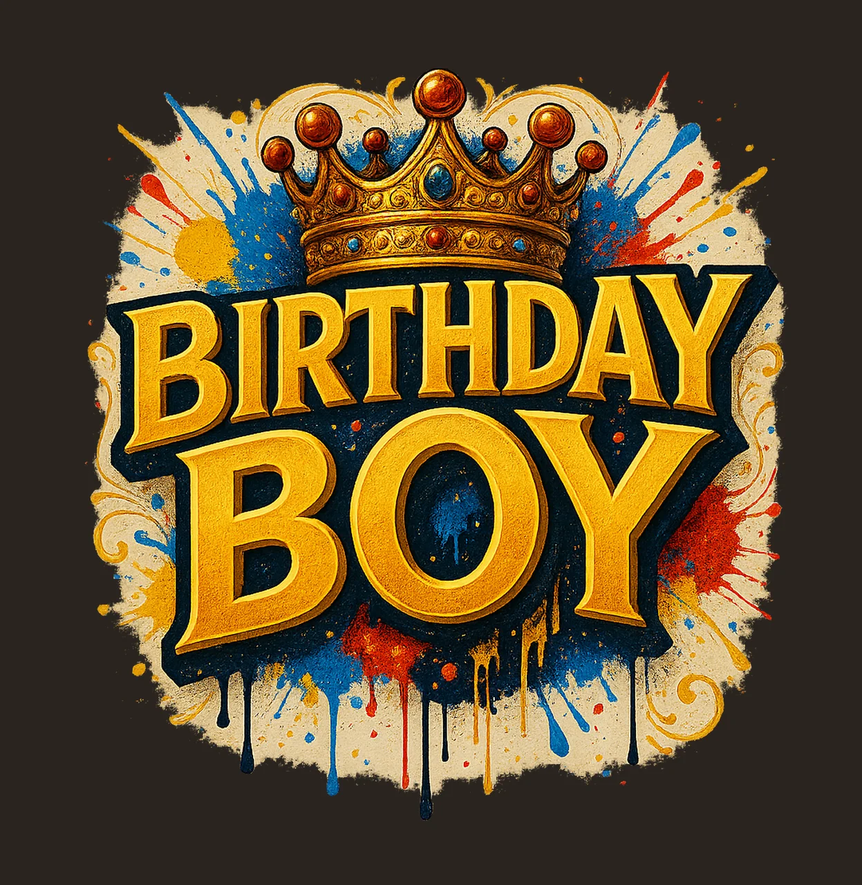 Graffiti Birthday Boy Crown Hip Hop Shirt Design Urban Style contrast preview thumbnail