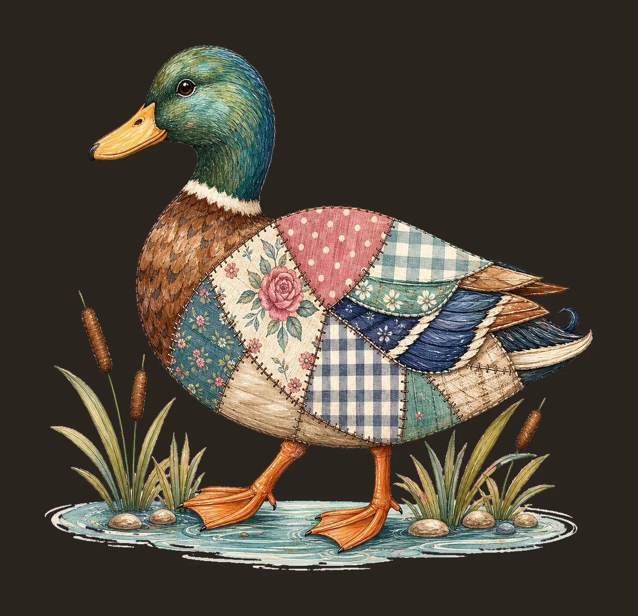 Mallard Duck Patchwork Lake Life Sublimation Variation A contrast preview thumbnail