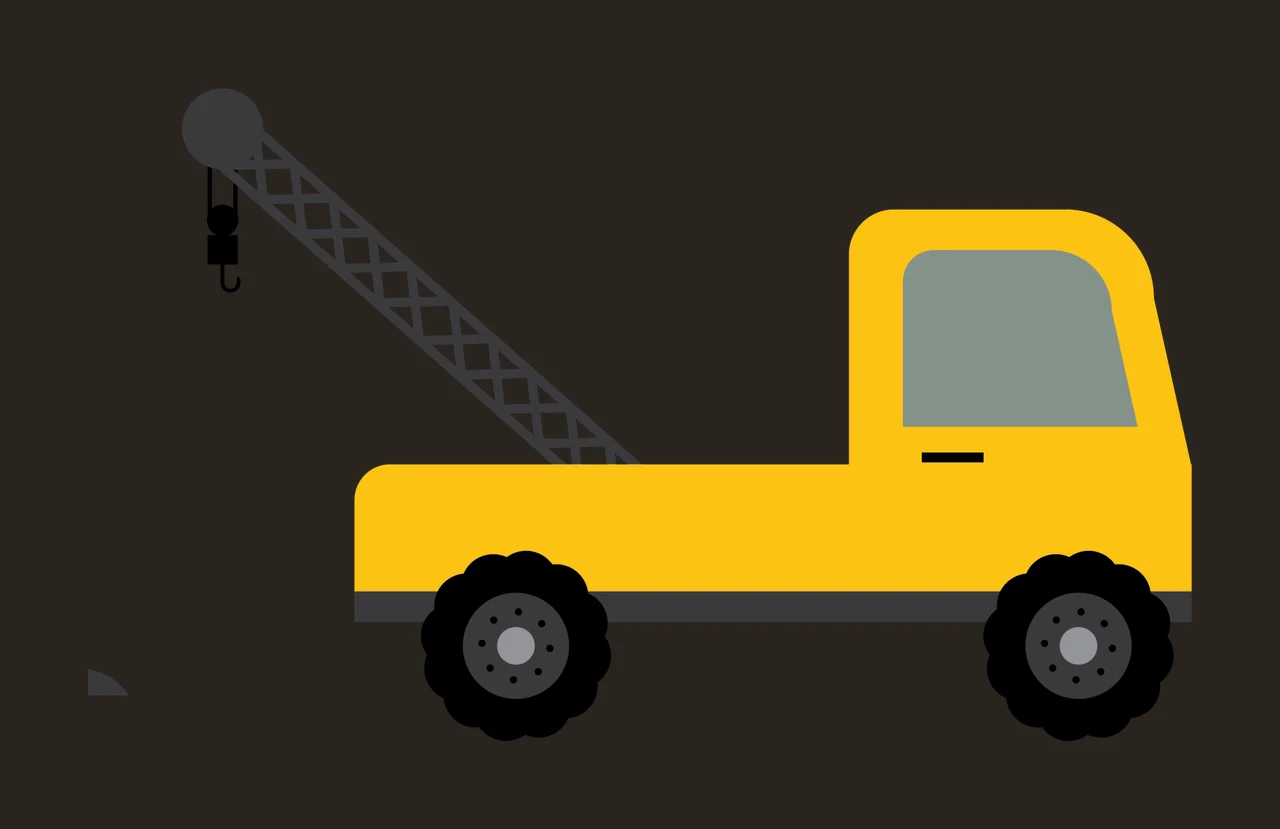 Construction Crane Truck Silhouette With Hook And Boom operating contrast preview thumbnail