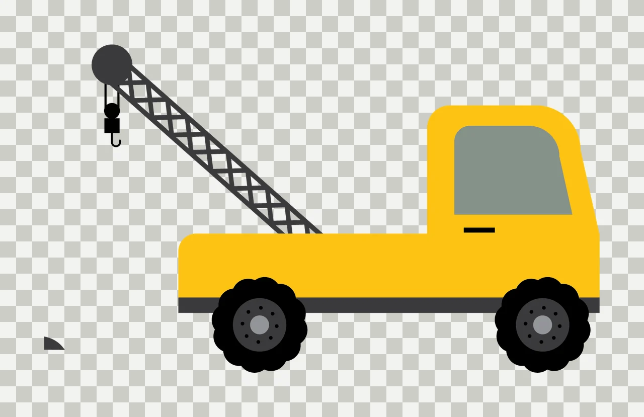 Construction Crane Truck Silhouette With Hook And Boom operating transparency and detail preview thumbnail