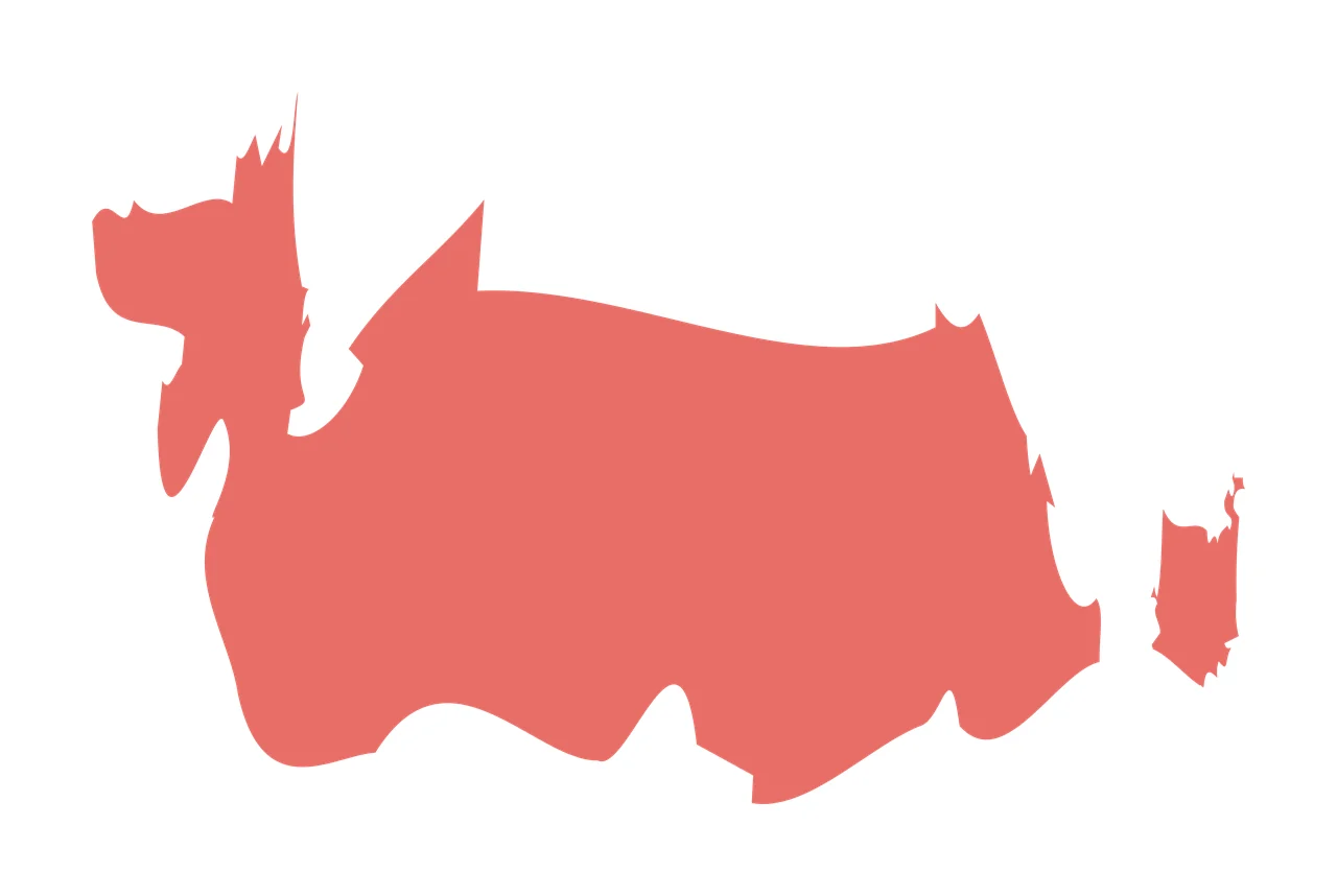 Map silhouette Illustration with landmass, island shape and flat shape in coral red and white