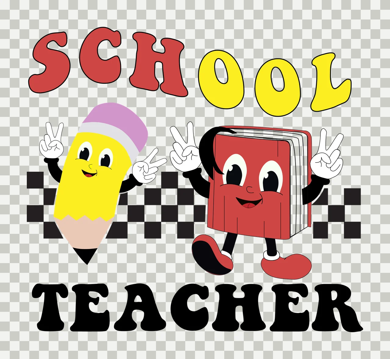 School Teacher Character Illustration Graphic pencil and book transparency and detail preview thumbnail