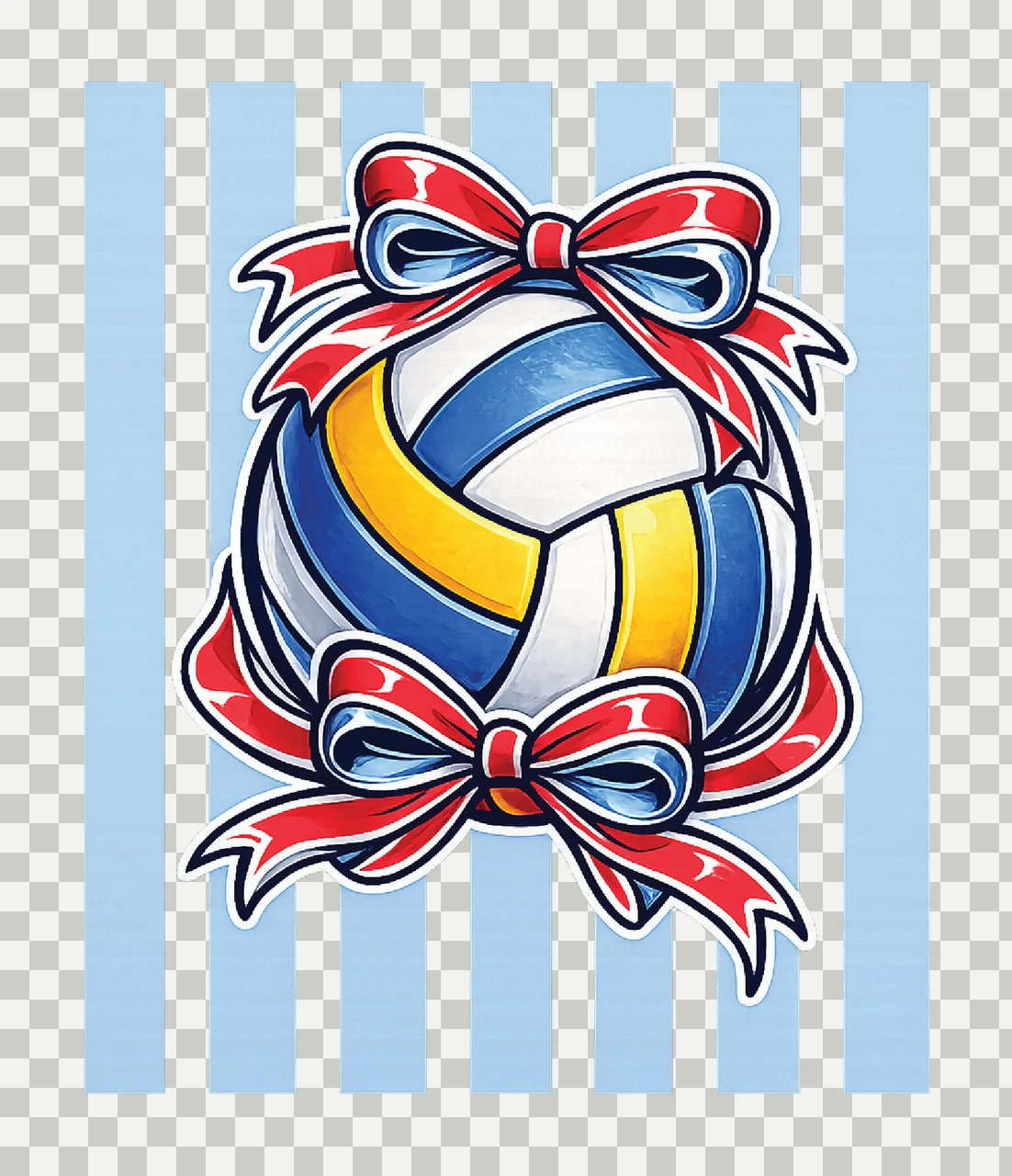 Volleyball Stripes Retro Vintage Bow Design Coquette Style transparency and detail preview thumbnail