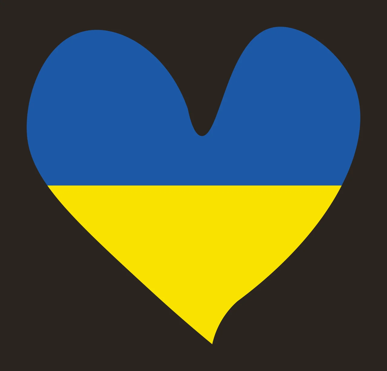 Heart-shaped flag design with blue upper half, yellow lower half and heart outline contrast preview thumbnail