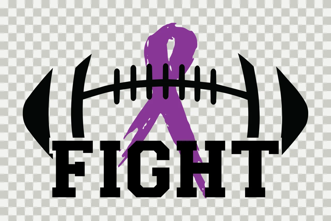 Fight Ribbon Over Football Graphic overlay black white awareness transparency and detail preview thumbnail