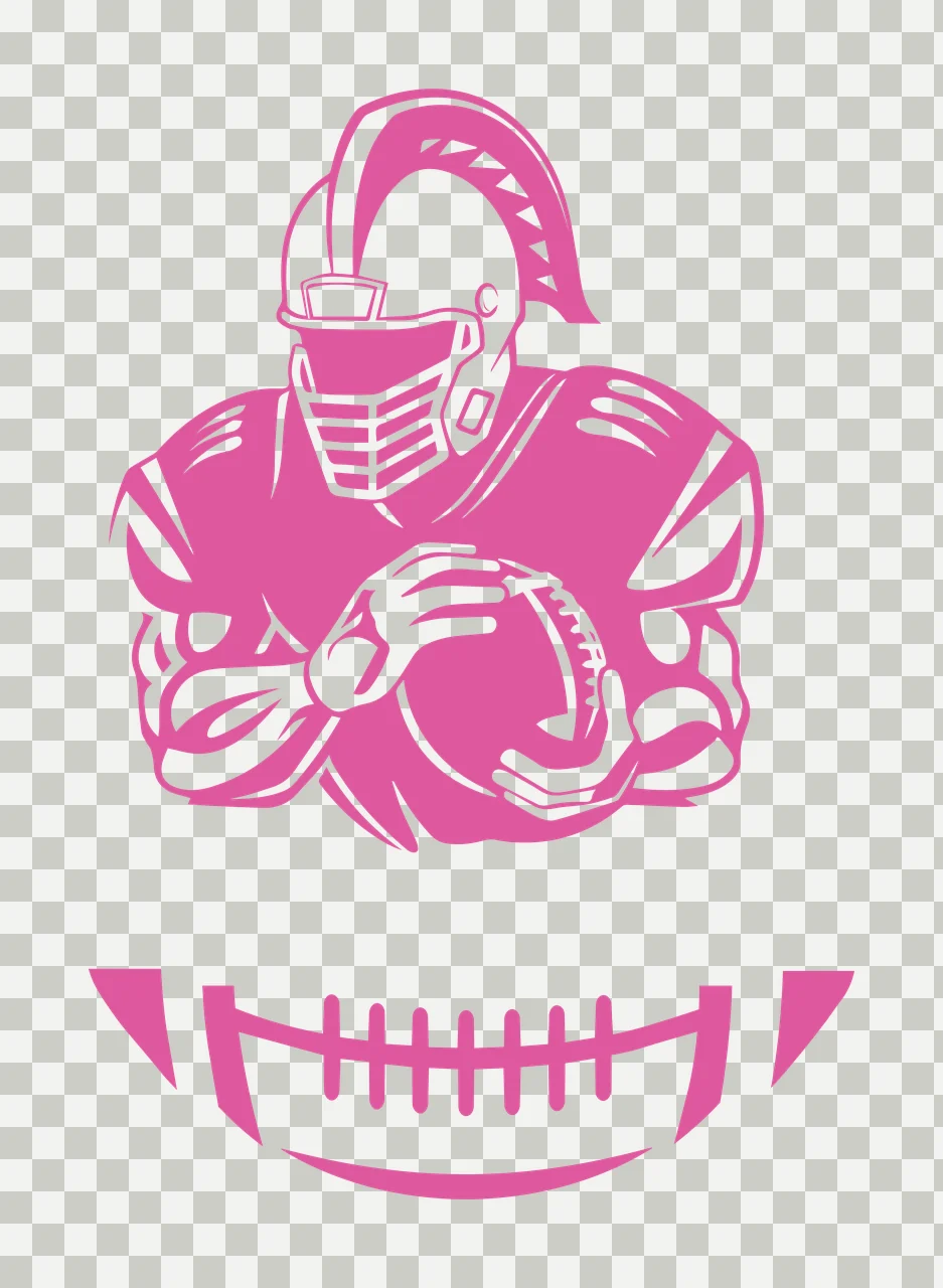 Football Player With Helmet Holding Ball jersey black white transparency and detail preview thumbnail