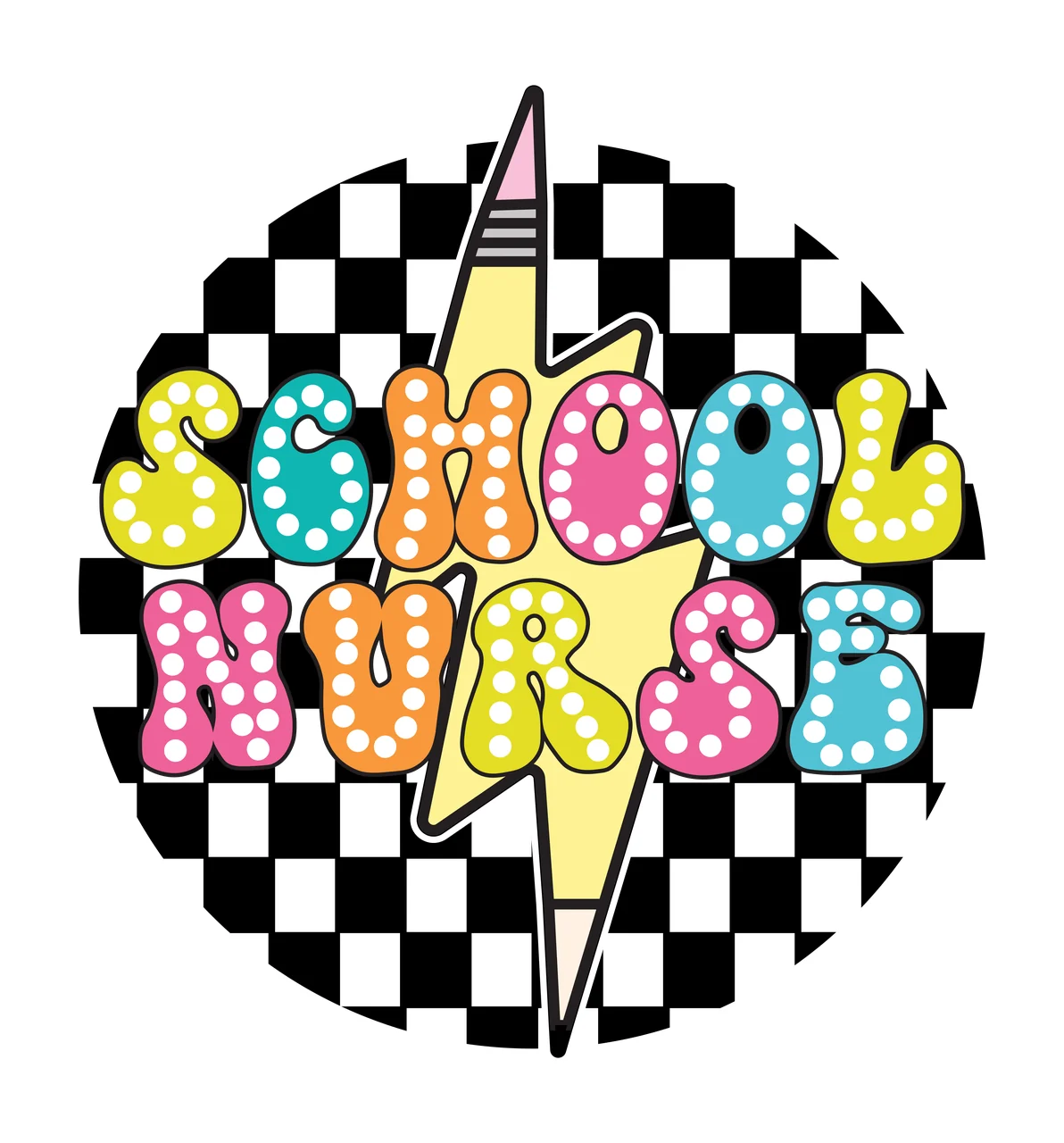School Notes Checkered Lightning Bolt Design text overlay pattern