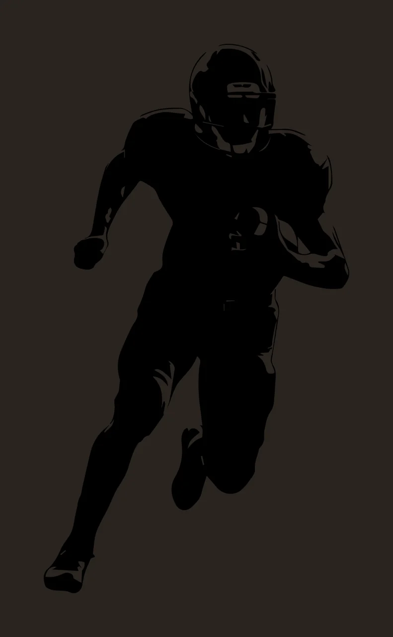 Football Player Silhouette In Motion running helmet ball graphic contrast preview thumbnail