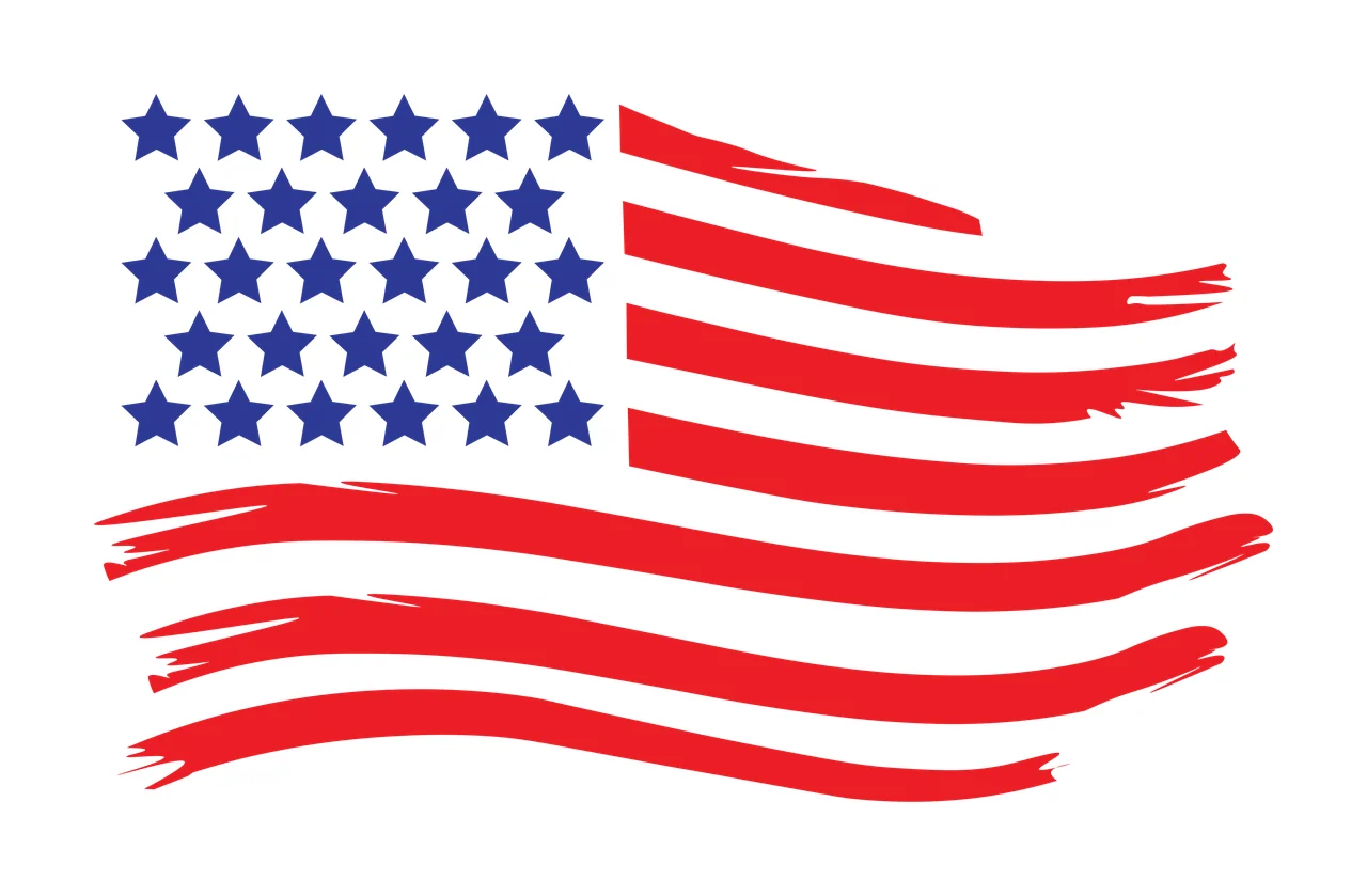 Flag American Waving Horizontal Stripes stars brush stroke