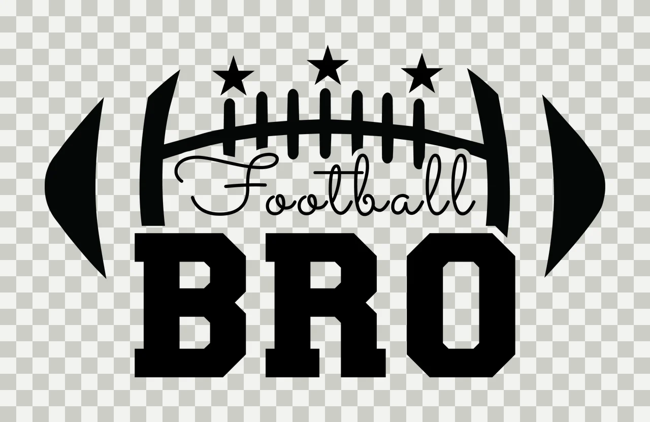 Football Bro Text With Stars black white typography 1 4 F16 footbal transparency and detail preview thumbnail