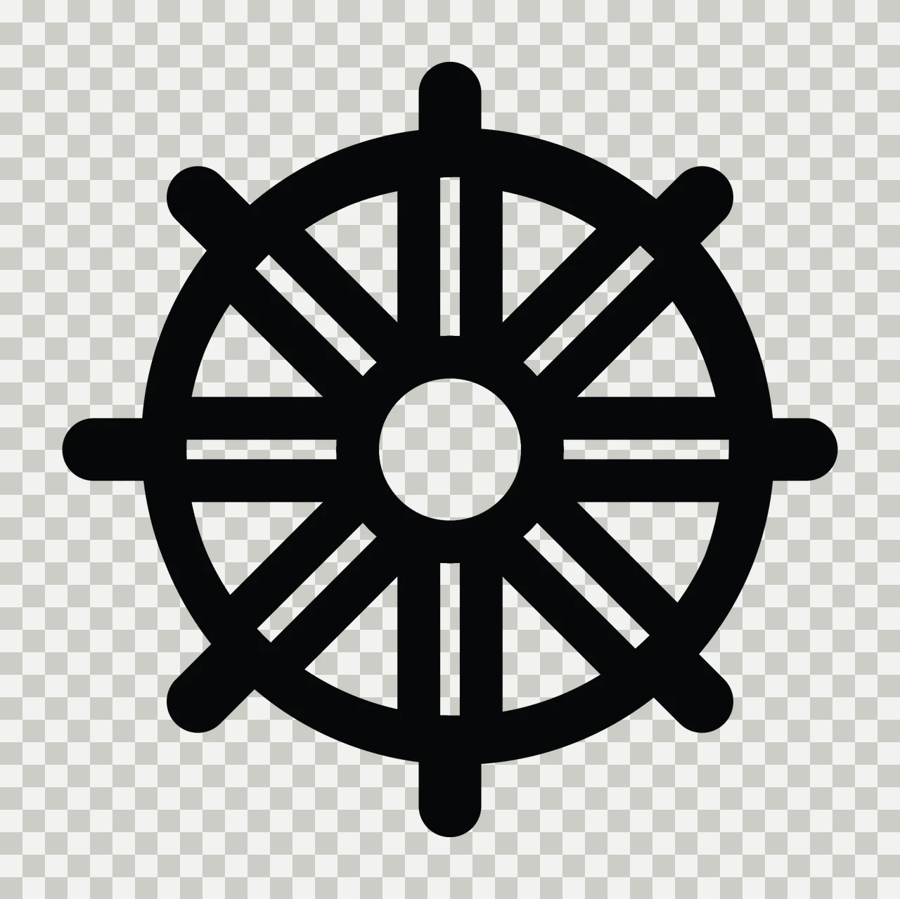 Steering Wheel With Symmetrical And Icon In Black transparency and detail preview thumbnail