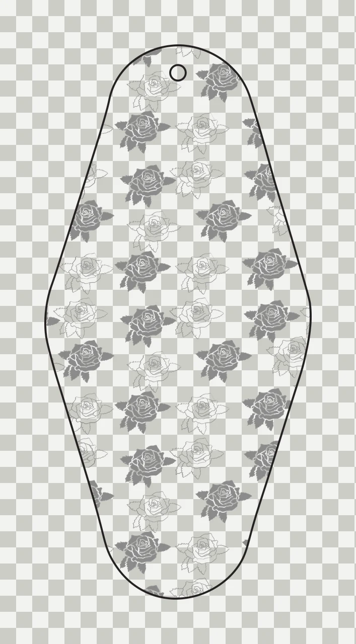 Classic Motel Keychain Rose Pattern Teardrop Shape Design Roses transparency and detail preview thumbnail