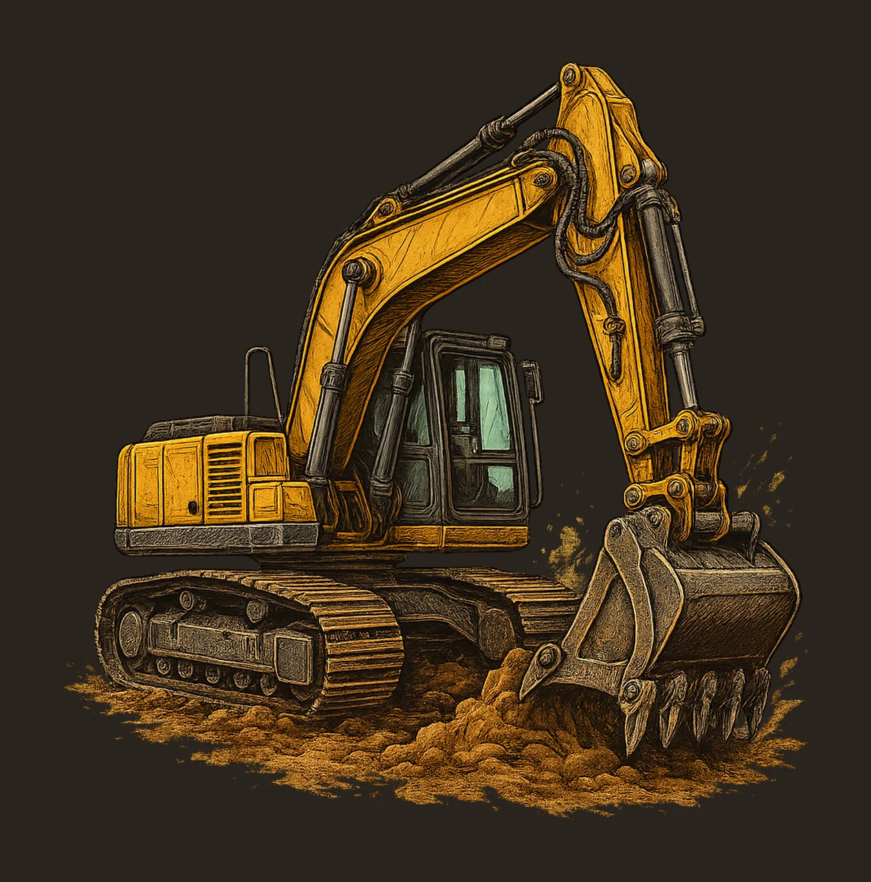 Excavator sublimation design Construction logo Artwork contrast preview thumbnail