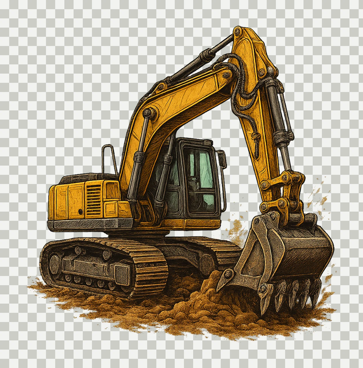 Excavator sublimation design Construction logo Artwork transparency and detail preview thumbnail