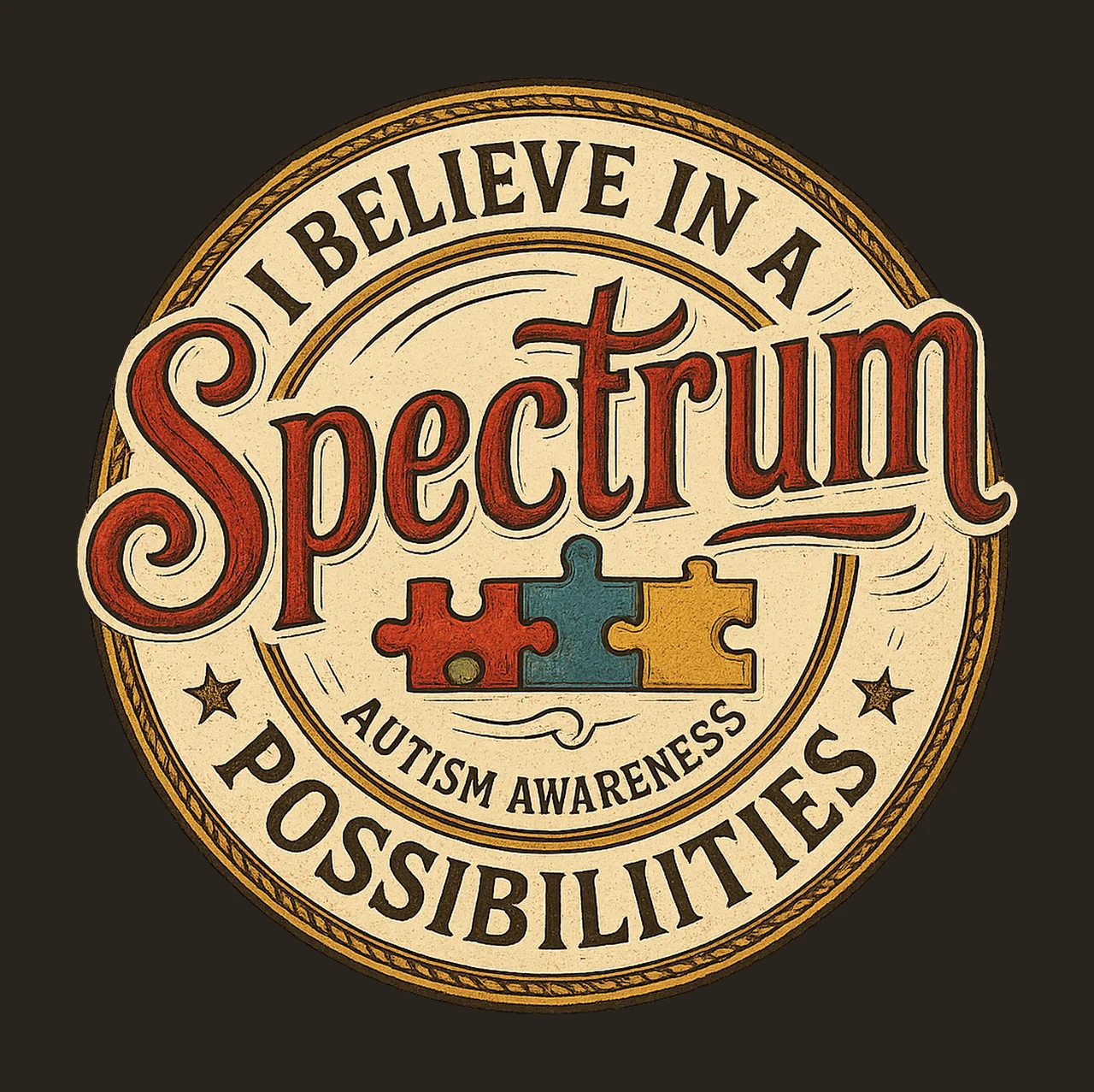 believe in spectrum of possibilities Autism Awareness Design contrast preview thumbnail