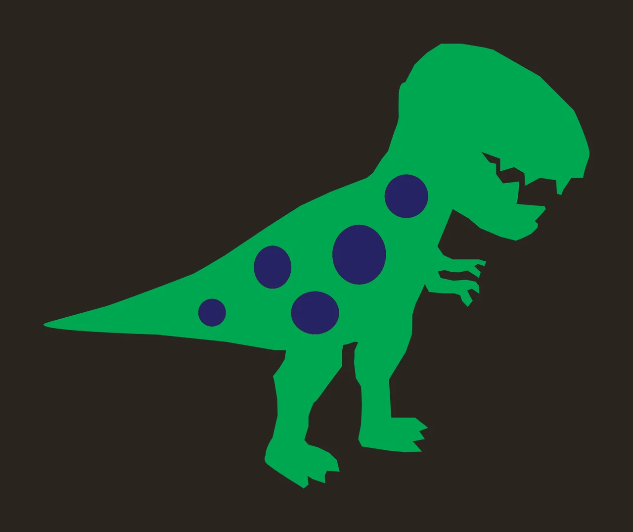 Dinosaur Standing With Tail And Teeth In Black contrast preview thumbnail
