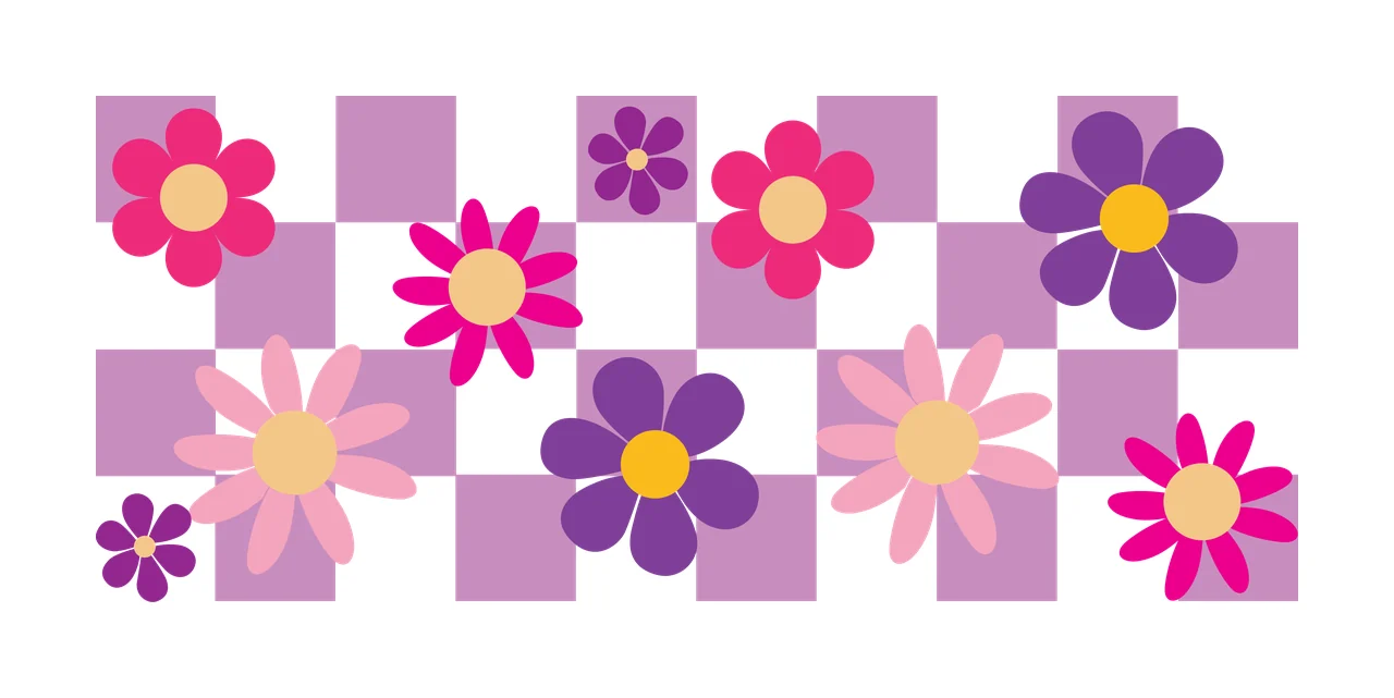Can Glass Wrap Black Floral Checkerboard Artistic Overlay Flowers