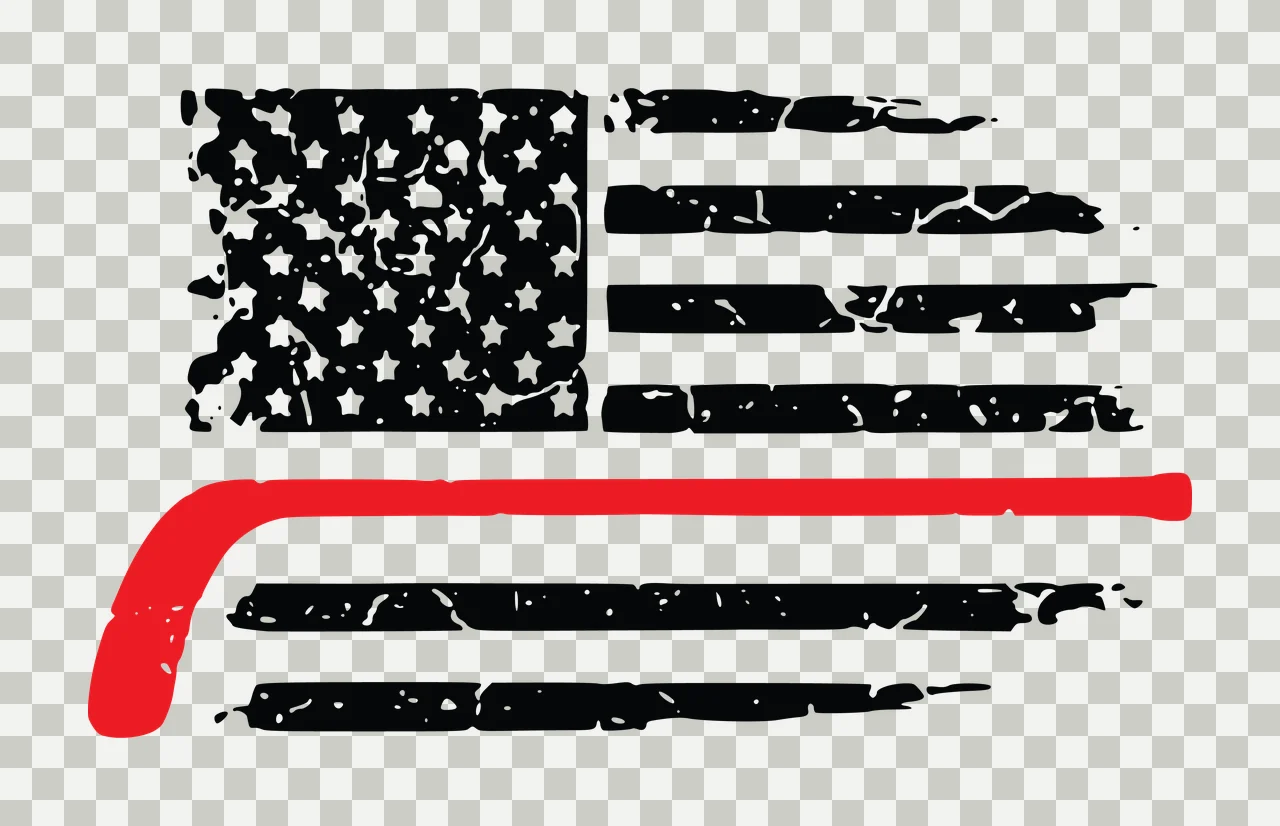 Hockey Flag Horizontal Distressed Graphic With A Single stick transparency and detail preview thumbnail
