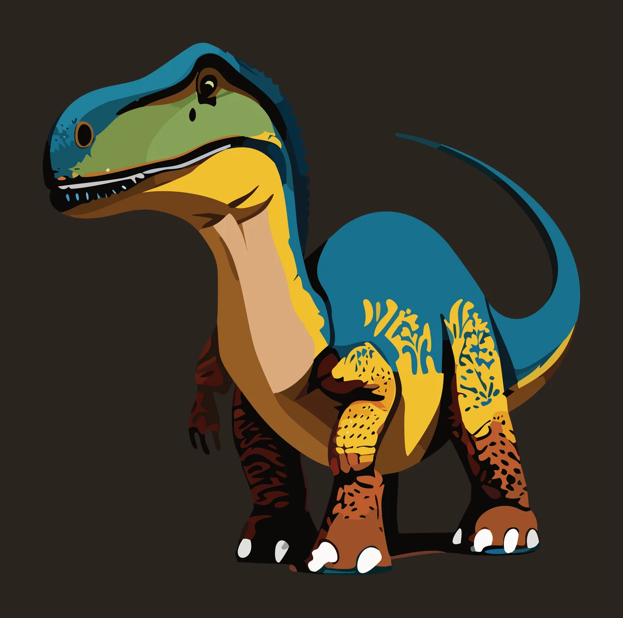 Dinosaur Standing Silhouette With Line Details drawing black contrast preview thumbnail