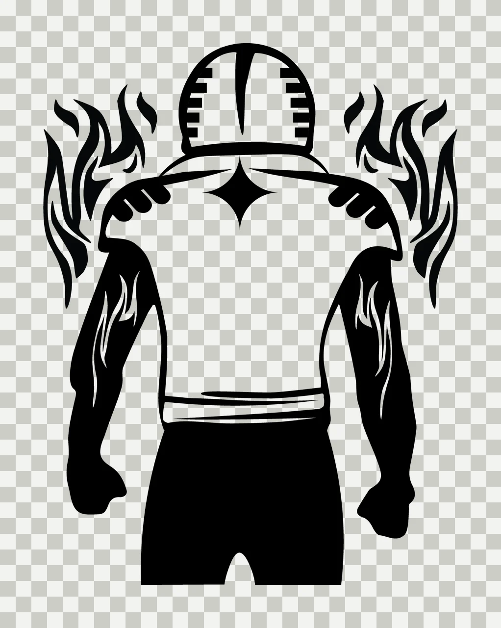 Football Player Standing With Fire And Monochrome transparency and detail preview thumbnail