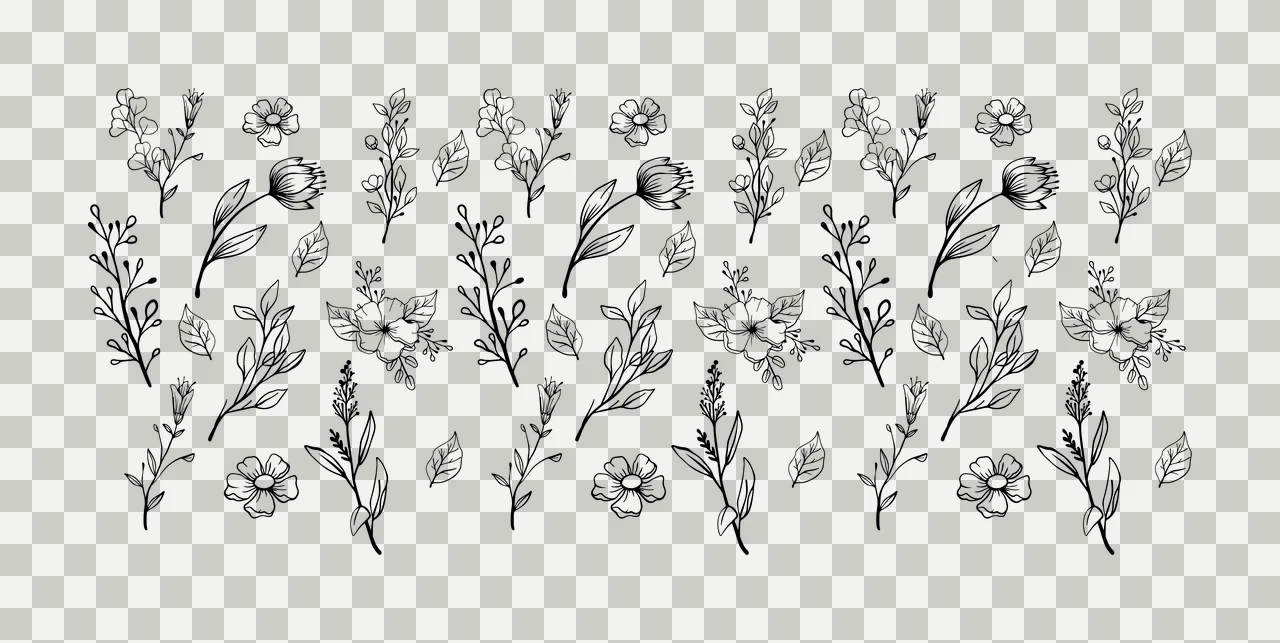 Can Glass Wrap Floral Elements Sketch Collection Flowers and leaves transparency and detail preview thumbnail