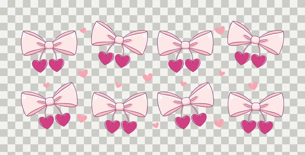 Bow Can Glass Wrap Black Bows And Hearts Repeating pattern transparency and detail preview thumbnail