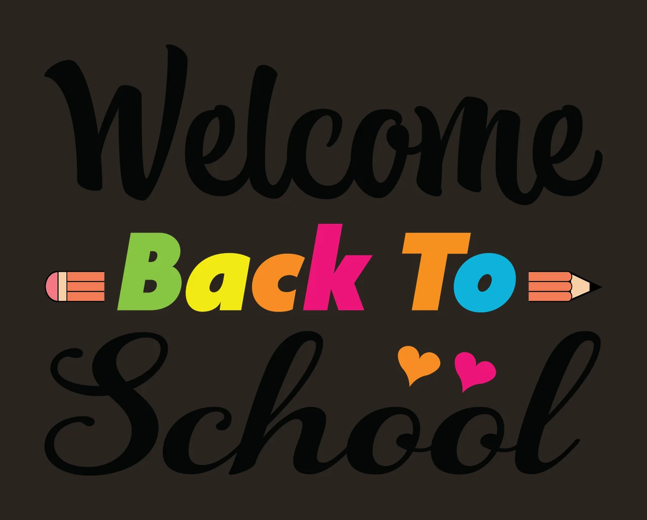 Welcome Back To School Text Graphic typography with hearts contrast preview thumbnail