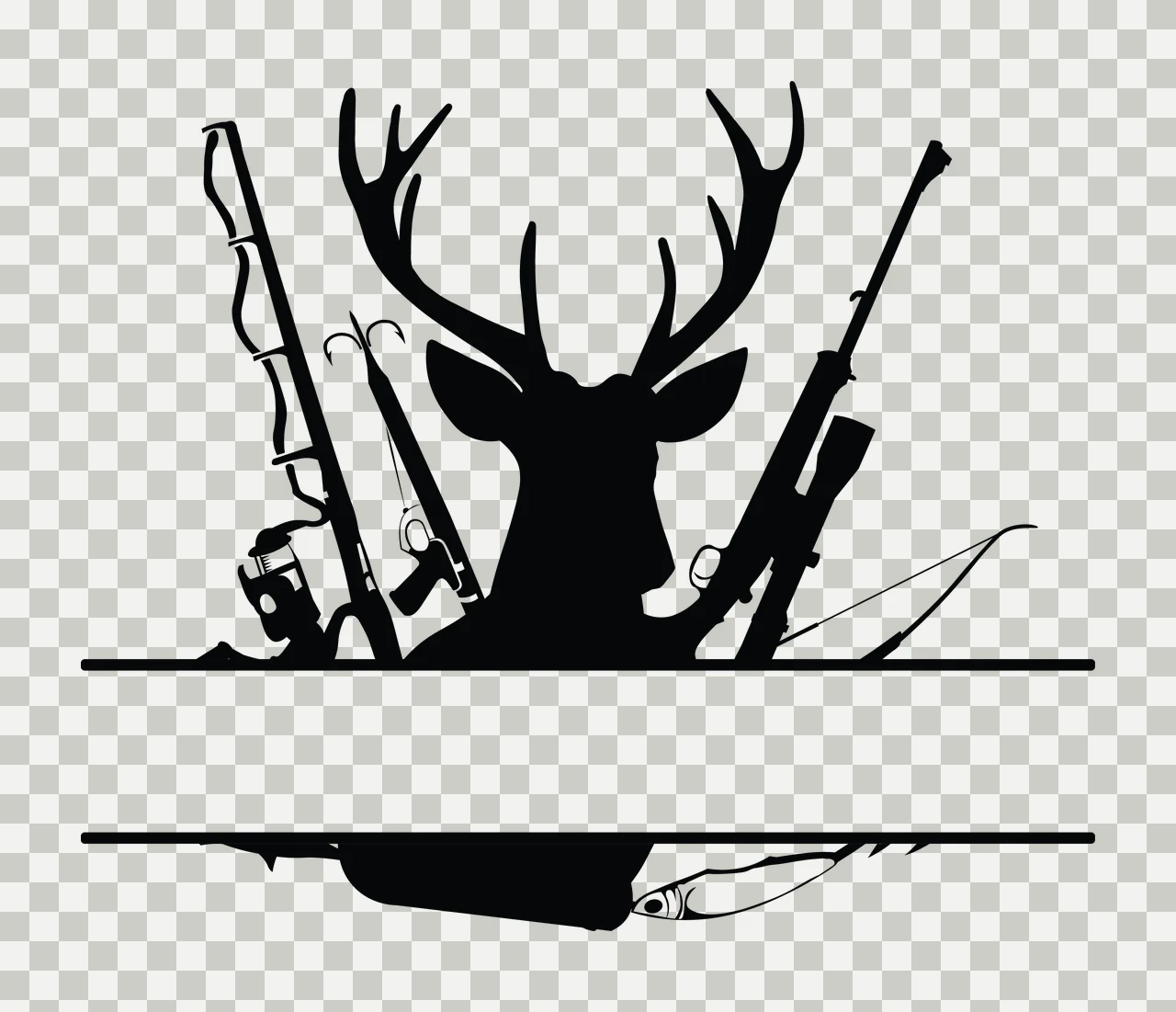 Deer Monogram Hunting Fishing Character 10 hunter buck antlers transparency and detail preview thumbnail