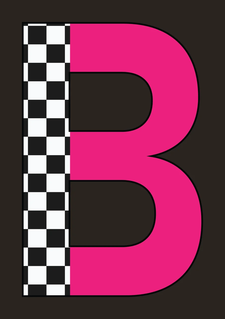Can Glass Wrap B Pink Letter With Checkered contrast preview thumbnail