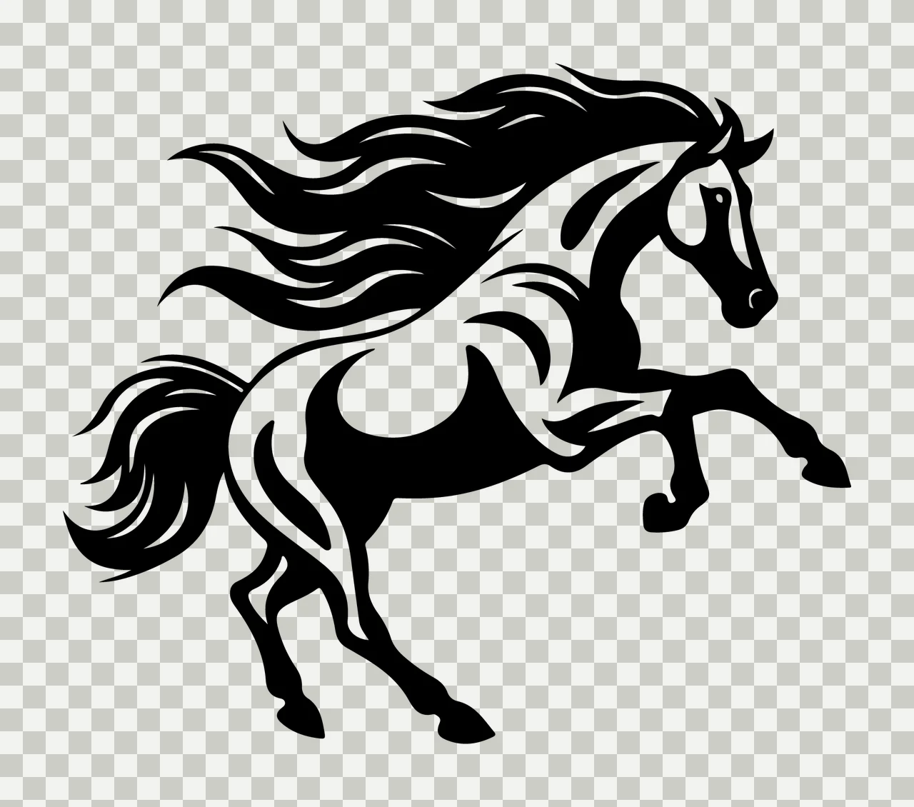 Horse Rearing With Animal And Black White transparency and detail preview thumbnail