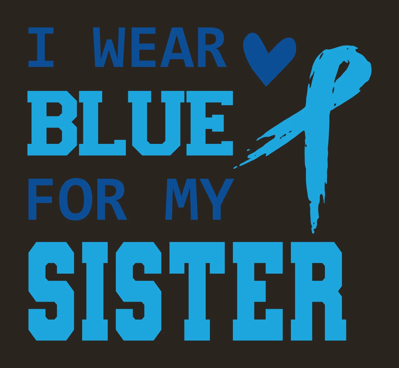 Blue Typography With Heart Shape And Awareness Ribbon contrast preview thumbnail