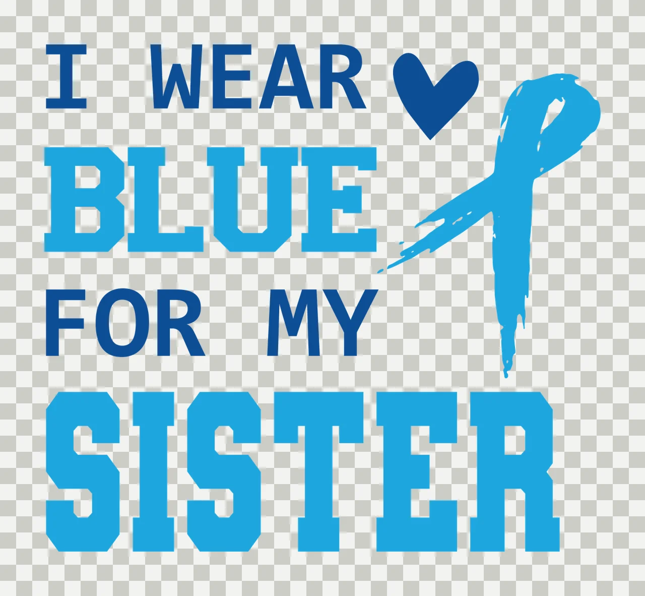 Blue Typography With Heart Shape And Awareness Ribbon transparency and detail preview thumbnail