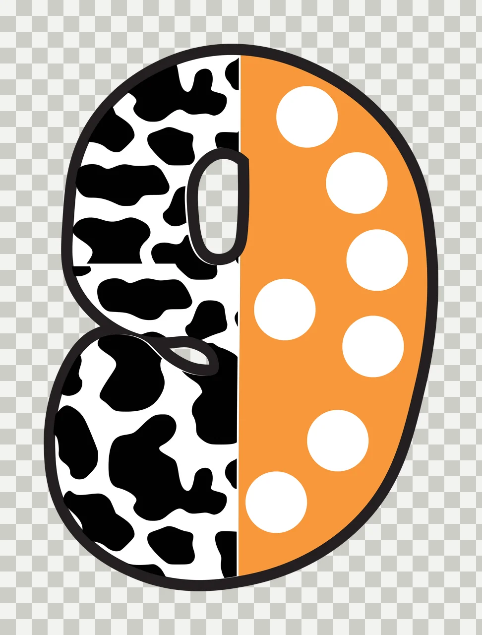 Half Cow Bright Font Dalmatian Race Doodle Leopard Character 30 racing transparency and detail preview thumbnail