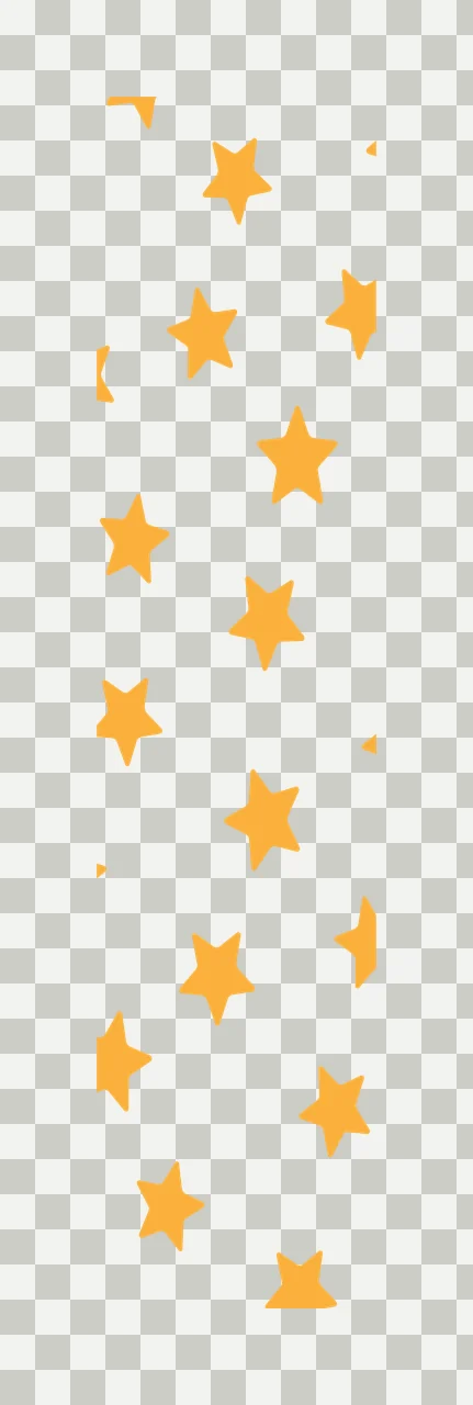 Scattered stars Illustration with five-pointed stars and pattern in yellow, orange and white transparency and detail preview thumbnail