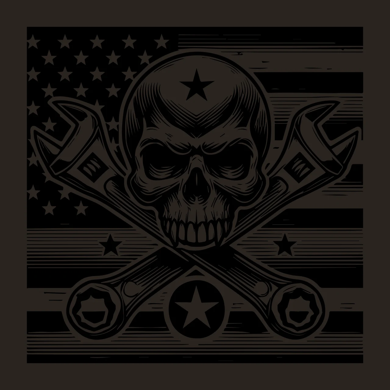 Skull And Wrench Emblem Design wrenches stars flag graphic contrast preview thumbnail