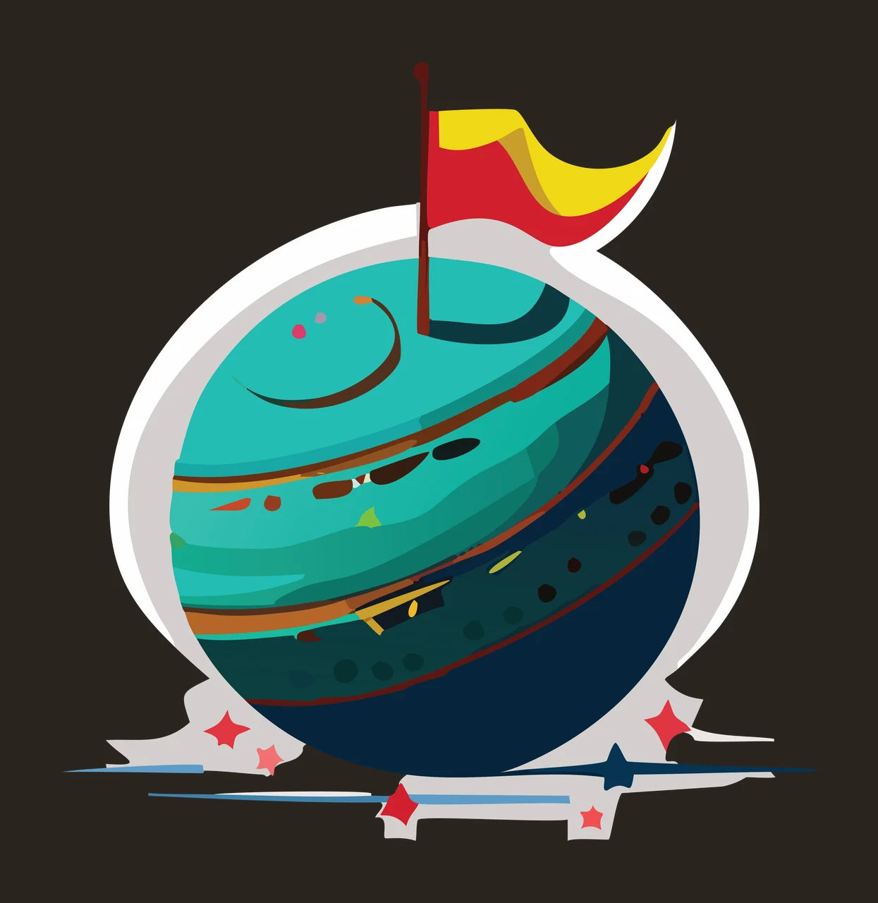 Circular Badge Graphic With Flag standing circle silhouette contrast preview thumbnail